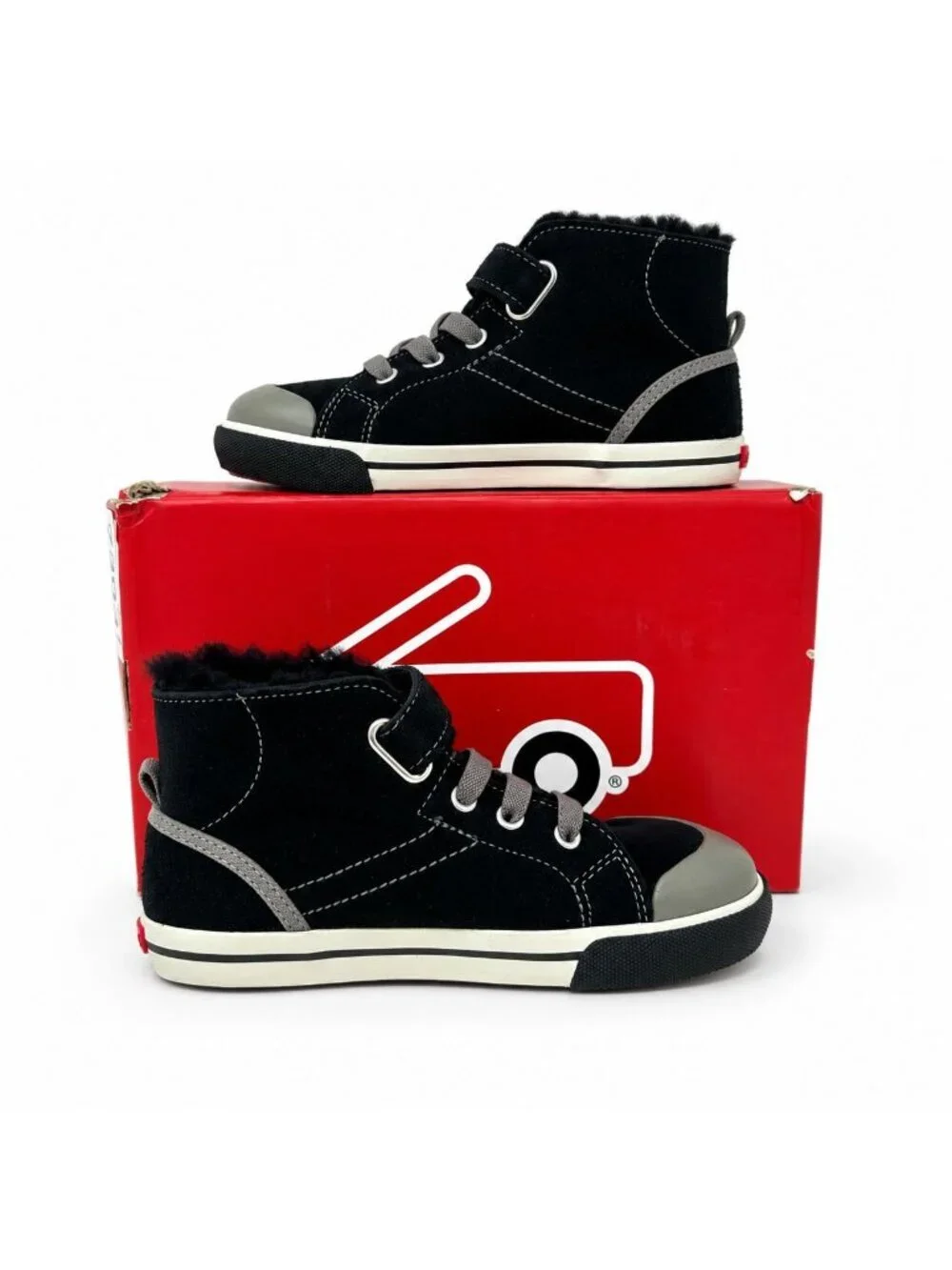 See Kai Run Seymour Devon Black Shearling High Top Sneakers Kids 12.5 EU 30